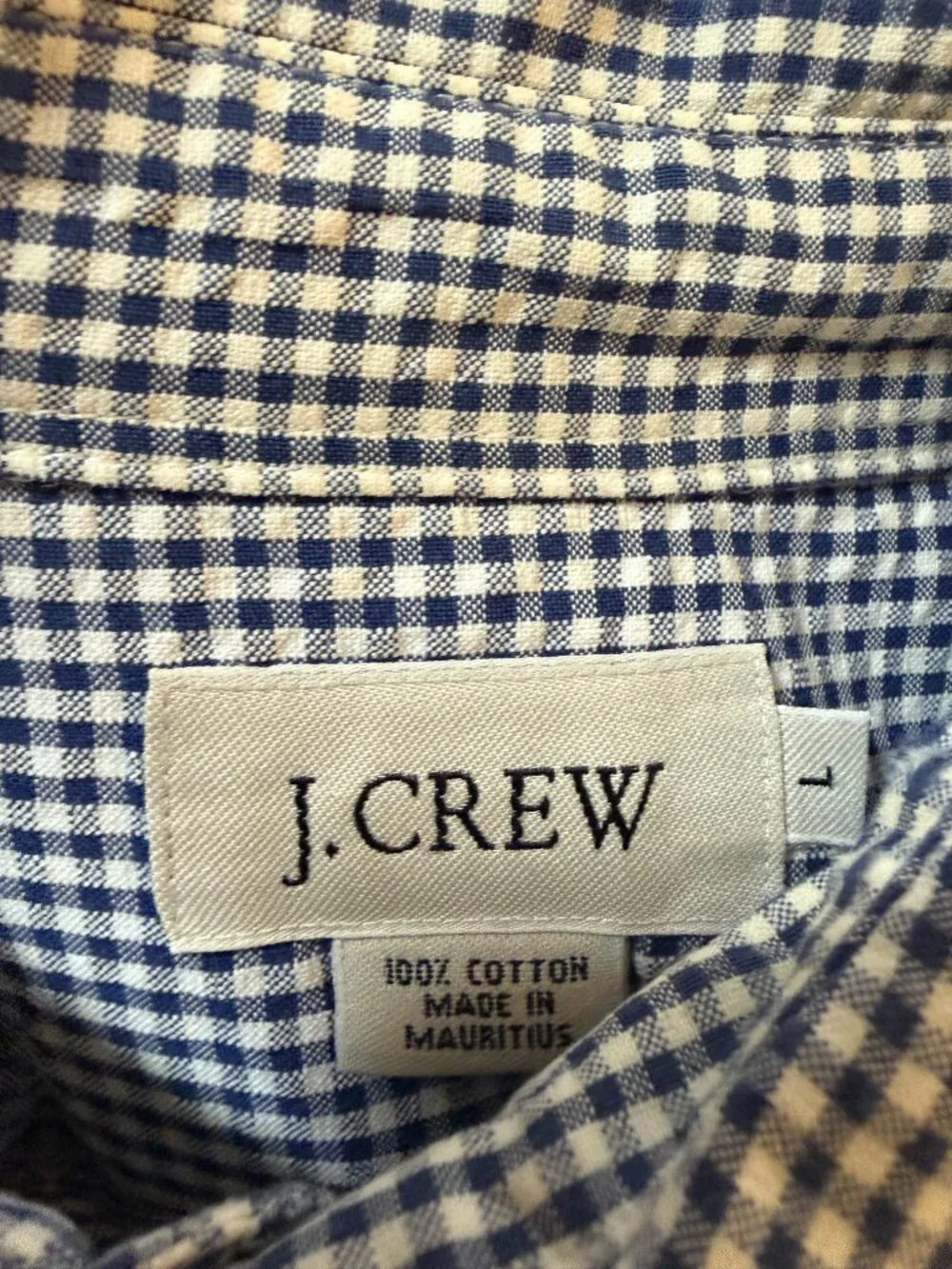J.Crew Men’s Navy Blue Gingham Button-Down Shirt Size Large SKU064